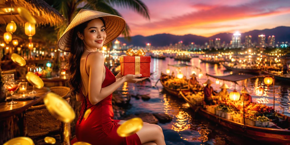 Phụ nữ đội nón lá tại Nha Trang nhận thưởng đăng ký tài khoản game mới trên bãi biển